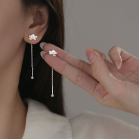 s925银莲花耳线2024新款拧扣设计高级感耳钉气质甜美超仙荷花耳饰送女朋友老婆情人节七夕生日礼物