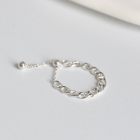 可调节链条式食指戒指S925通体纯银抽拉式猪鼻子食指学生指环女士送女朋友老婆情人节七夕生日礼物