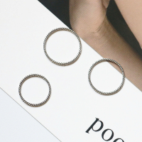 简约复古S925纯银麻花泰银戒指指环1.2mm纤细显手长尾戒关节戒银送女朋友老婆情人节七夕生日礼物