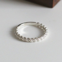 简约复古日韩极简潮人S925纯银戒指麻绳闭口戒指环食指尾戒女学生送女朋友老婆情人节七夕生日礼物