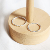 素银麻花戒指S925纯银手工绕线交叉关节戒素银线圈戒指指环尾戒女送女朋友老婆情人节七夕生日礼物