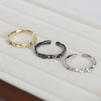 S925纯银不规则纹理戒指女纯银轻奢小众设计感食指戒开口可调节潮送女朋友老婆情人节七夕生日礼物