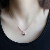 s925纯银银珠爱心切面珠项链新品气质锁骨链短款毛衣链女饰品颈饰送女朋友老婆情人节七夕生日礼物