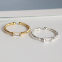 方糖两色S925纯银方钻戒指女小众设计感锆石开口指环食指戒潮闺蜜送女朋友老婆情人节七夕生日礼物