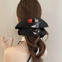 缎面新中式水墨画大肠发圈女高级感后脑勺气质扎头发皮筋头绳发饰送女朋友老婆情人节七夕生日礼物