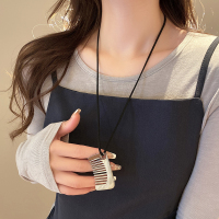 向日葵欧尼同款银色梳子项链女小众设计感嘻哈长款毛衣链挂脖配饰送女朋友老婆情人节七夕生日礼物