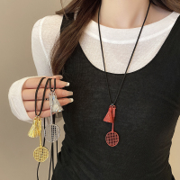 迷你羽毛球拍金属毛衣项链女款秋冬挂脖配饰长款高级感百搭卫衣链送女朋友老婆情人节七夕生日礼物