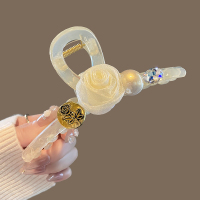 超仙设计感玫瑰大号抓夹高级感闪钻珍珠后脑勺鲨鱼夹气质新款发饰送女朋友老婆情人节七夕生日礼物