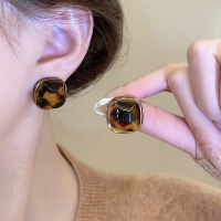 法式几何豹纹耳钉新款2024气质耳环轻奢高级感小众独特耳饰送女朋友老婆情人节七夕生日礼物