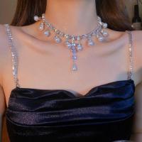 水滴锆石珍珠流苏项链女轻奢小众锁骨链颈链高级感新娘礼服配饰送女朋友老婆情人节七夕生日礼物