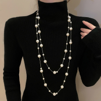 法式长款项链多层叠带珍珠毛衣链女韩版2024新款高级感配饰送女朋友老婆情人节七夕生日礼物