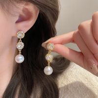 闪钻珍珠耳钉新款2024时尚耳环秋冬高级感小众独特个性耳饰女送女朋友老婆情人节七夕生日礼物