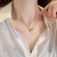 钛钢保色圆球金属ins冷淡风卫衣项链女小众设计感高级锁骨链配饰送女朋友老婆情人节七夕生日礼物