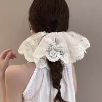 超仙白色蕾丝大肠发圈女韩系高级感气质扎头发丸子头皮筋发绳头绳送女朋友老婆情人节七夕生日礼物