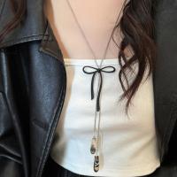 Y2K甜美芭蕾鞋蝴蝶结流苏项链女小众设计感长款可调节毛衣链配饰送女朋友老婆情人节七夕生日礼物