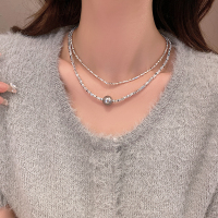 轻奢碎银子珍珠项链女小众设计高级感颈链锁骨链毛衣链百搭配饰送女朋友老婆情人节七夕生日礼物