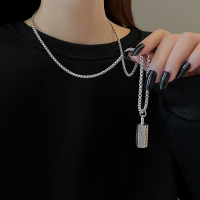 圆柱吊坠卫衣毛衣链长款百搭个性项链潮嘻哈时尚配饰钢制设计感送女朋友老婆情人节七夕生日礼物