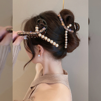 2024新款高级感大号珍珠镶钻抓夹轻奢闪钻鲨鱼夹后脑勺盘发夹发卡送女朋友老婆情人节七夕生日礼物
