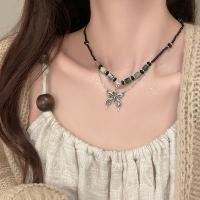 新中式复古串珠蝴蝶项链女ins嘻哈潮酷辣妹民族风装饰锁骨链配饰送女朋友老婆情人节七夕生日礼物