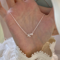 S925纯银锆石小花项链女冷淡风设计感优雅锁骨链温柔颈链森系送女朋友老婆情人节七夕生日礼物