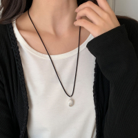 s925纯银银豆豆黑绳项链女轻奢小众简约百搭日常通勤毛衣链潮送女朋友老婆情人节七夕生日礼物
