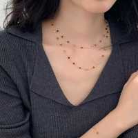 s925纯银彩色天然石串珠项链叠戴时尚百搭锁骨链气质毛衣链女送女朋友老婆情人节七夕生日礼物