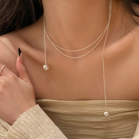 s925纯银双圆球长款项链小众独特设计感毛衣链时尚轻奢高级感送女朋友老婆情人节七夕生日礼物