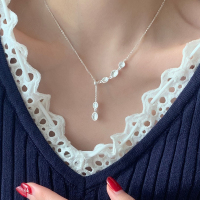 纯银扁豆抽拉项链2025新款轻奢气质小众高级感时尚锁骨链配饰送女朋友老婆情人节七夕生日礼物