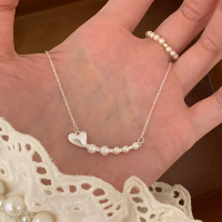 纯银爱心珍珠项链轻奢小众锁骨链女生韩系温柔送闺蜜颈链配饰送女朋友老婆情人节七夕生日礼物