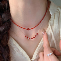 纯银天然红玛瑙项链高级感轻奢小众叠戴锁骨链女款2025配裙子送女朋友老婆情人节七夕生日礼物