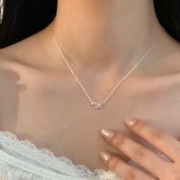S925纯银锆石小花女锁骨链日常百搭配裙子高级感小项链不掉色送女朋友老婆情人节七夕生日礼物