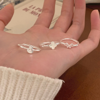 纯银超闪镭射四叶草蝴蝶戒指女小众设计轻奢高级感食指戒银饰送女朋友老婆情人节七夕生日礼物