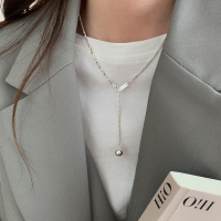s925纯银方牌碎银Y字项链女款不对称拼接锁骨链夏季颈链送女朋友老婆情人节七夕生日礼物