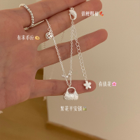 s925纯银[福鲤锁]平安锁项链小众设计师款花朵锁骨链女轻奢送女朋友老婆情人节七夕生日礼物