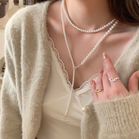 施家珍珠纯银项链高级感轻奢小众长款毛衣链大气高档时尚配饰送女朋友老婆情人节七夕生日礼物