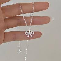 s925纯银蝴蝶结项链高级感轻奢小众精致毛衣链女款时尚饰品潮送女朋友老婆情人节七夕生日礼物