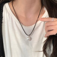 s925纯银圆珠黑绳毛衣链可调节韩系ins风百搭项链女款配饰潮送女朋友老婆情人节七夕生日礼物