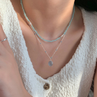 五行补水金纯银[海洋之泪]天然海蓝宝项链清冷感百搭锁骨链颈链送女朋友老婆情人节七夕生日礼物