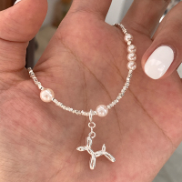 童趣气球狗吊坠锁骨链纯银s925颈链小众设计感项链女银饰高级送女朋友老婆情人节七夕生日礼物