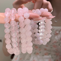 天然马粉水晶手串招桃花配饰闺蜜手链高颜值学生党显白ins风送女朋友老婆情人节七夕生日礼物