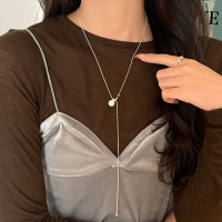 s925纯银磨砂圆球吊坠项链女款2025新款可抽拉毛衣链Y字链潮送女朋友老婆情人节七夕生日礼物