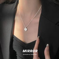 925纯银水波链素银郁金香花朵滴油印章吊坠项链锁骨链女款送女朋友老婆情人节七夕生日礼物