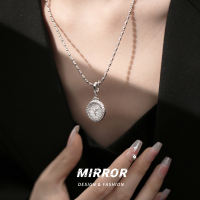925纯银白贝壳时钟圆牌吊坠女配件轻奢小众设计ins风时尚项链配饰送女朋友老婆情人节七夕生日礼物