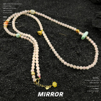 925纯银和田藕粉玉翡翠平安扣吊坠项链女锁骨链气质时尚 BCX4430送女朋友老婆情人节七夕生日礼物