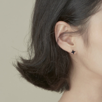 925纯银暗黑酷girl星星黑色ins风简约男气质耳钉网红耳环女送女朋友老婆情人节七夕生日礼物