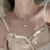 925贝壳爱心纯银项链锁骨链女小众简约2025夏新款潮礼物送女朋友老婆情人节七夕生日礼物