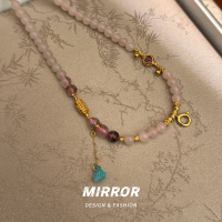 925纯银和田玉藕粉超七项链女锁骨链轻奢气质高级感创意 BCX5754送女朋友老婆情人节七夕生日礼物