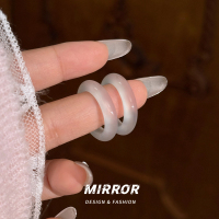 白玉髓冰透马料胖圆玛瑙戒指女指环尾戒个性简约气质高级感送女朋友老婆情人节七夕生日礼物