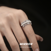 925纯银蕾丝皇冠戒指女贝珠指环食指配饰尾戒关节创意小众送女朋友老婆情人节七夕生日礼物