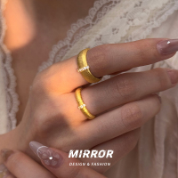 925纯银中古风拉丝金银闪亮食指配饰戒指 女指环尾戒轻奢潮送女朋友老婆情人节七夕生日礼物